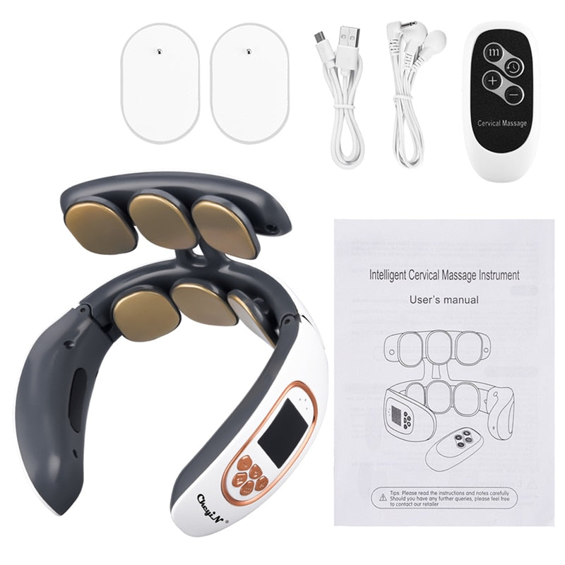Ckeyin 9d Electric Tens Pulse Neck Massager Heat Rechargeable